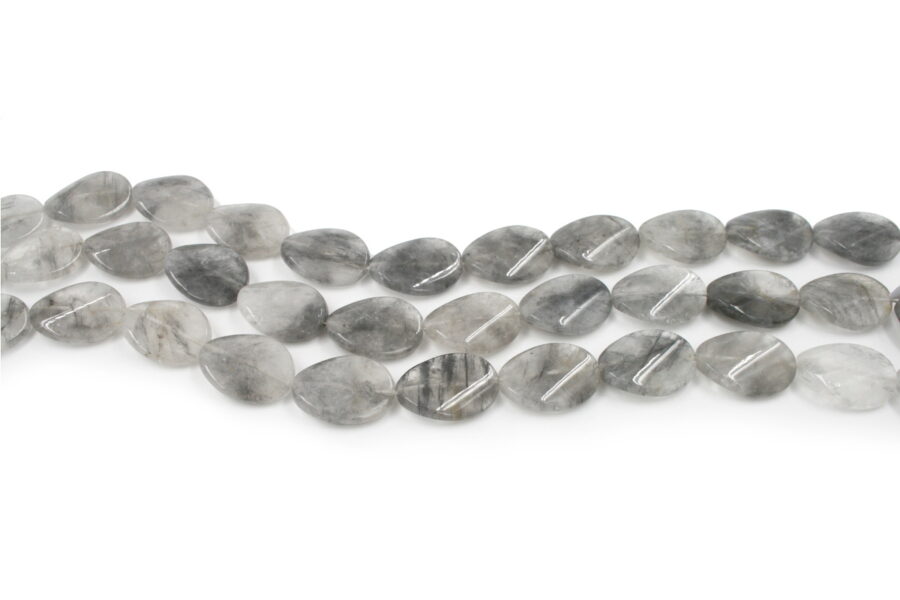 Cloudy quartz fili flat twist oval 30x22mm