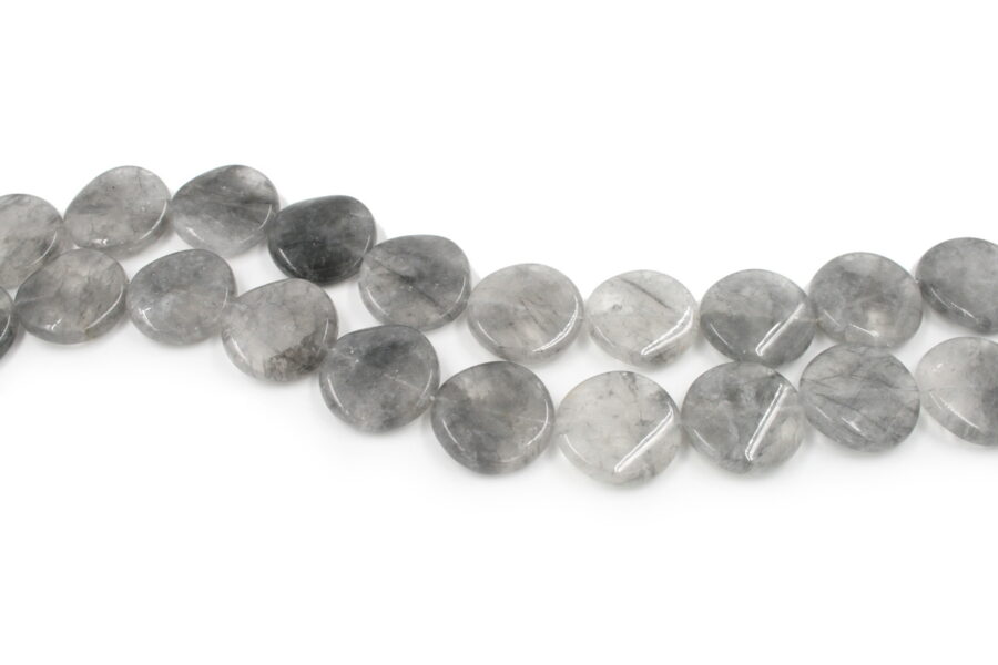 Cloudy quartz fili monete twist 30mm