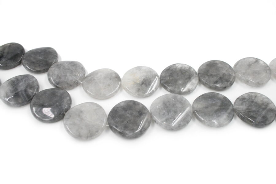 Cloudy quartz fili monete twist 40mm