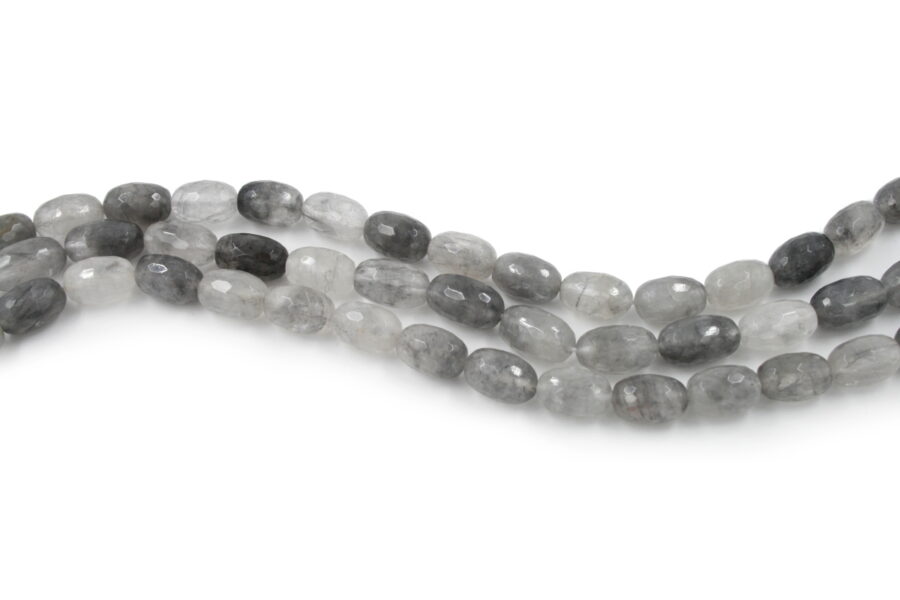 Cloudy quartz fili olive sfaccettate 15x10mm