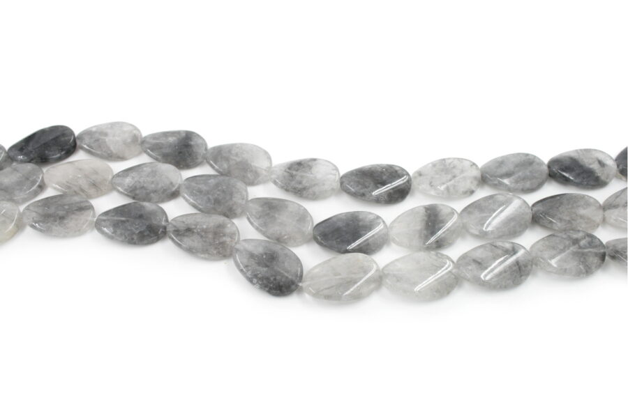 Cloudy quartz fili flat oval twist 30x20mm