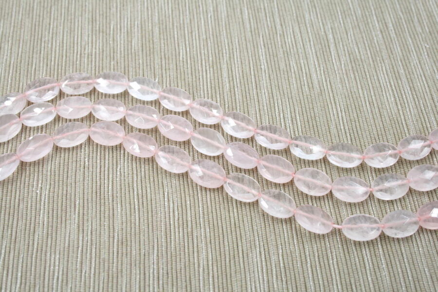 Quarzo rosa fili flat oval sfaccettati 14x10mm