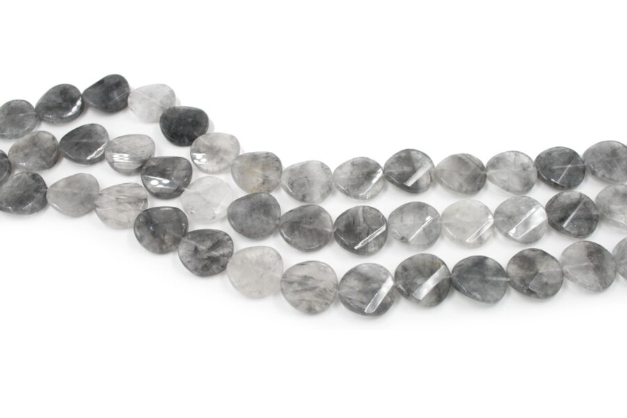 Cloudy quartz fili monete twist sfaccettate 20mm