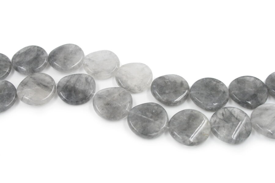 Cloudy quartz fili monete twist 30mm