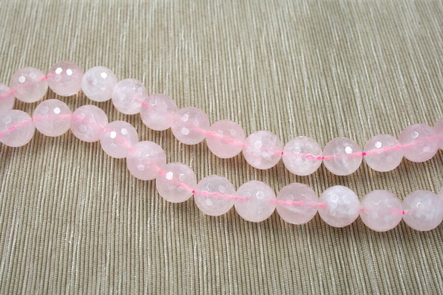 Quarzo rosa fili round sfaccettati 16mm
