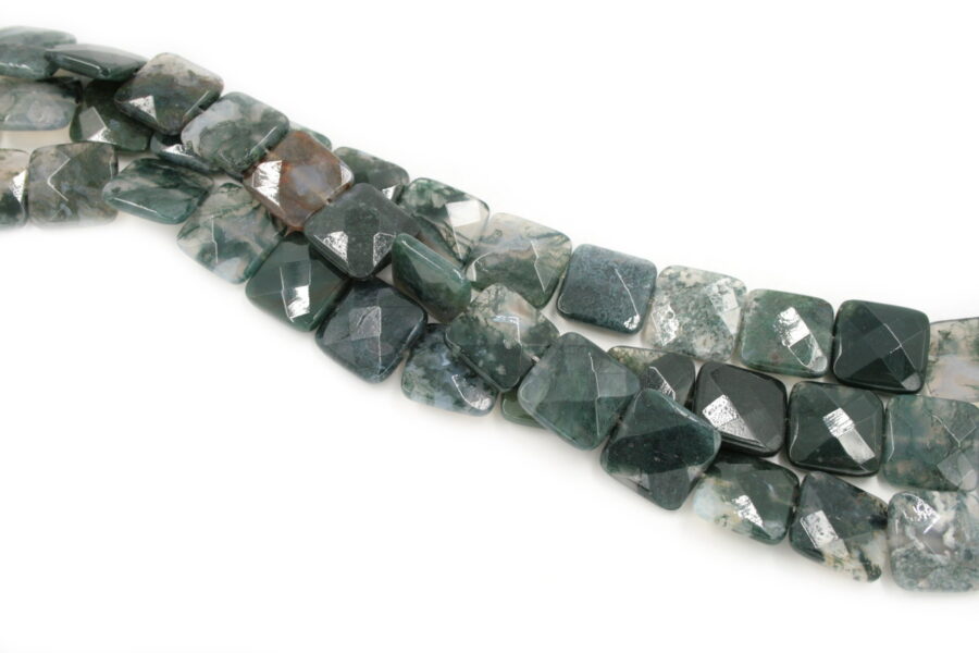 moss agate fili quadrati sfaccettati 20mm