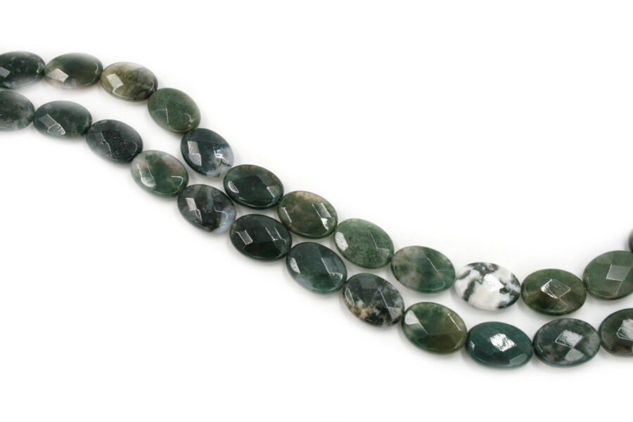 moss agate fili flat oval sfaccettati 40x30mm