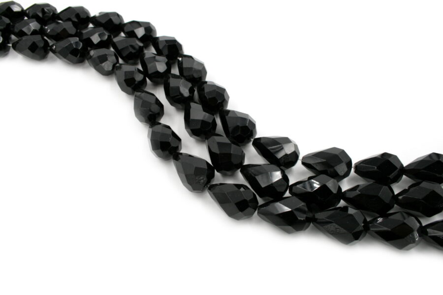Agata nera fili drop sfaccettati 25x18mm