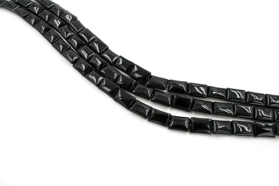 Agata nera fili rettangoli 14x10mm
