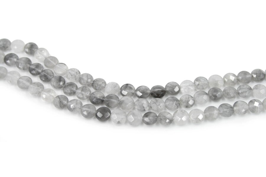 Cloudy quartz fili monete sfaccettate 8mm