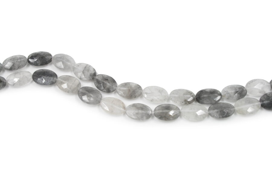 Cloudy quartz fili flat oval sfaccettati 18x12mm