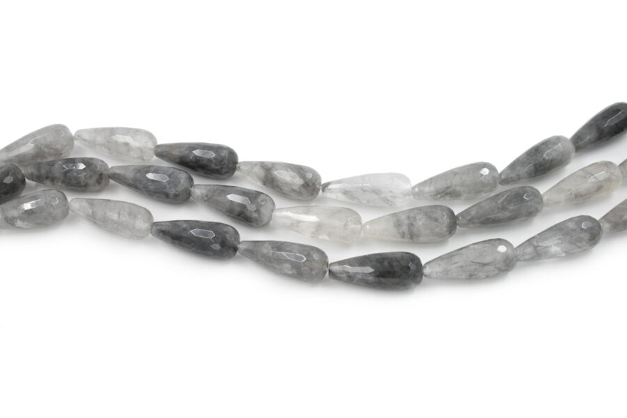 Cloudy quartz fili drop sfaccettati 30x12mm