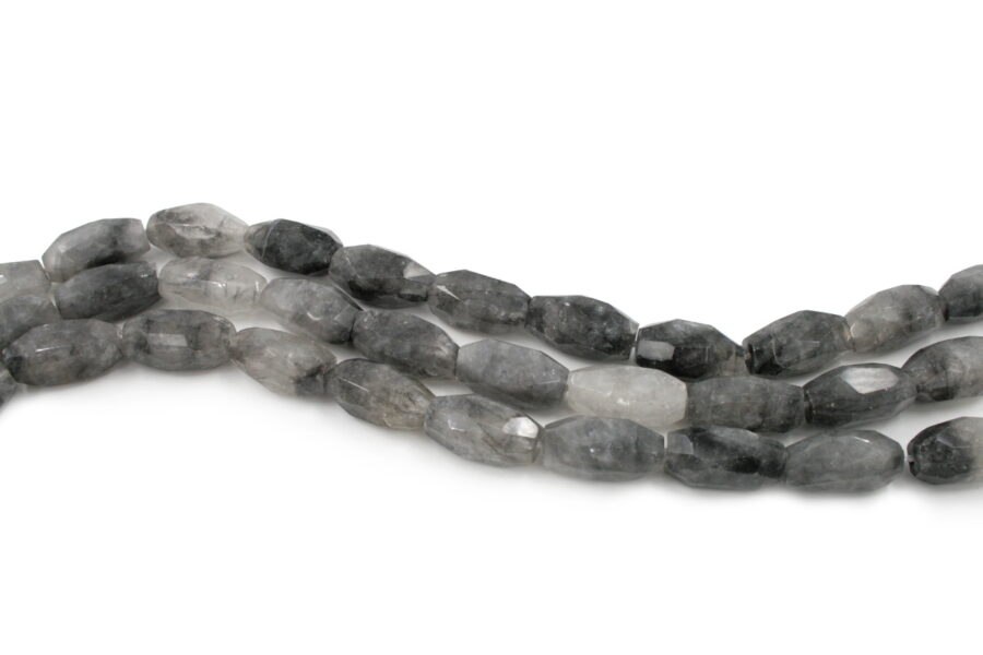 Cloudy quartz fili sassi sfaccettati 30x15mm