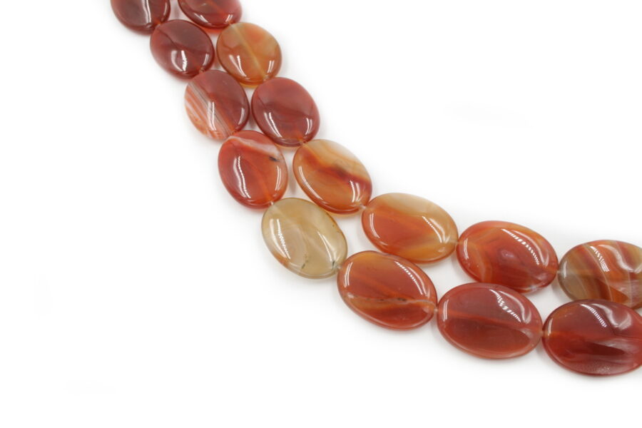 Agata rossa fili flat oval 35x25mm - Multicolor