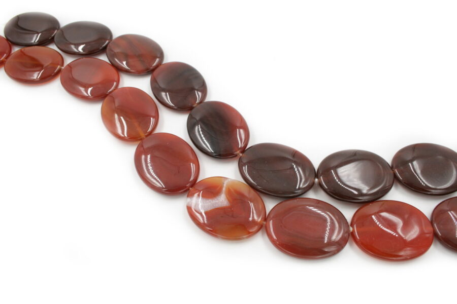 Agata rossa fili flat oval 45x35mm - Multicolor