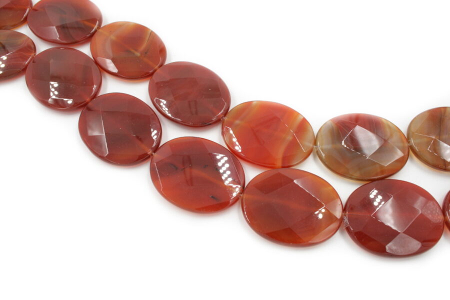 Agata rossa fili flat oval sfacc. 50x40mm - Multicolor
