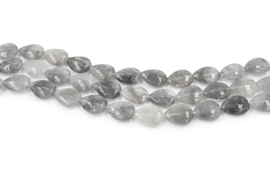 Cloudy quartz fili flat drop 20x15mm