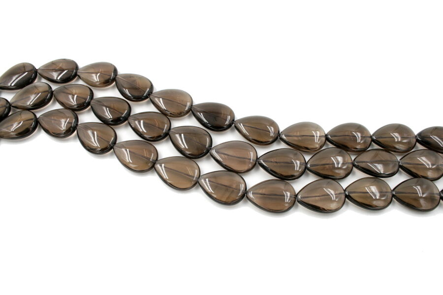 Quarzo fumè fili flat drop 25x18mm