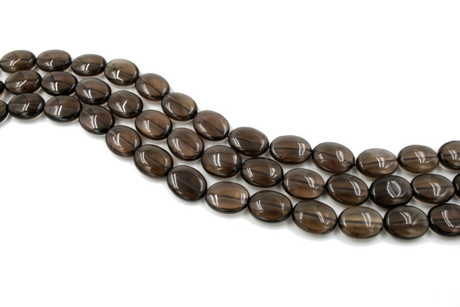 Quarzo fumè fili flat oval 20x15mm