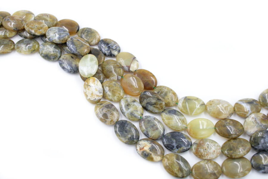 opale verde fili flat oval 20x15mm
