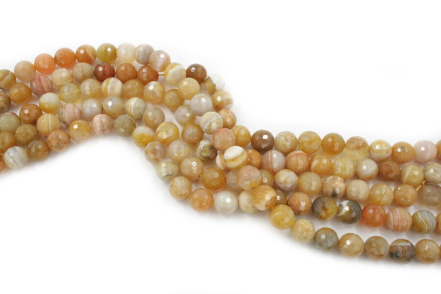 Agata botswana gialla fili round 14mm