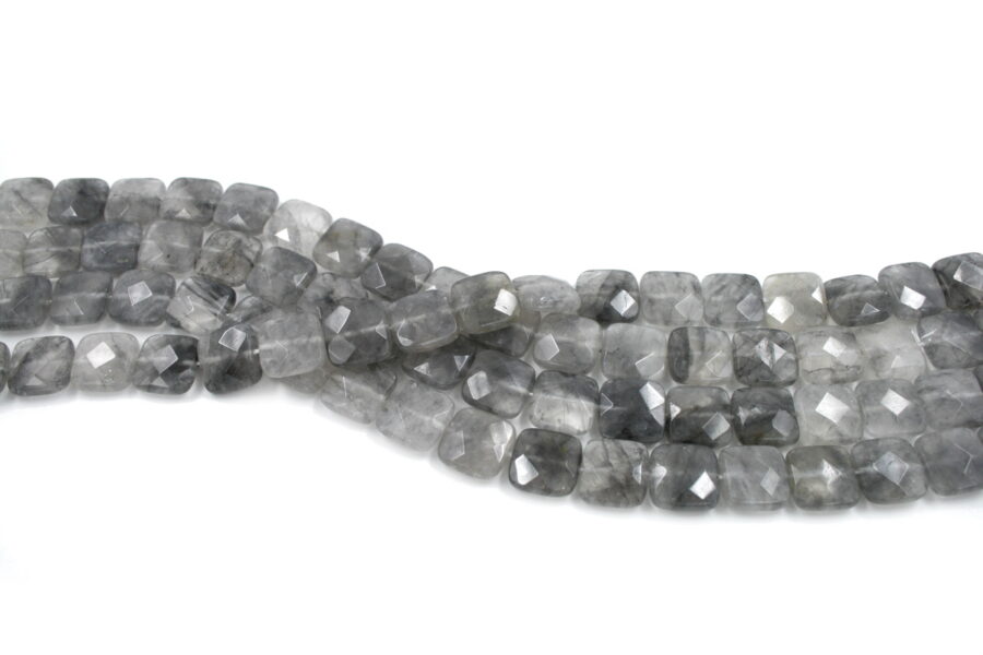 Cloudy quartz fili quadrati sfaccettati 12mm