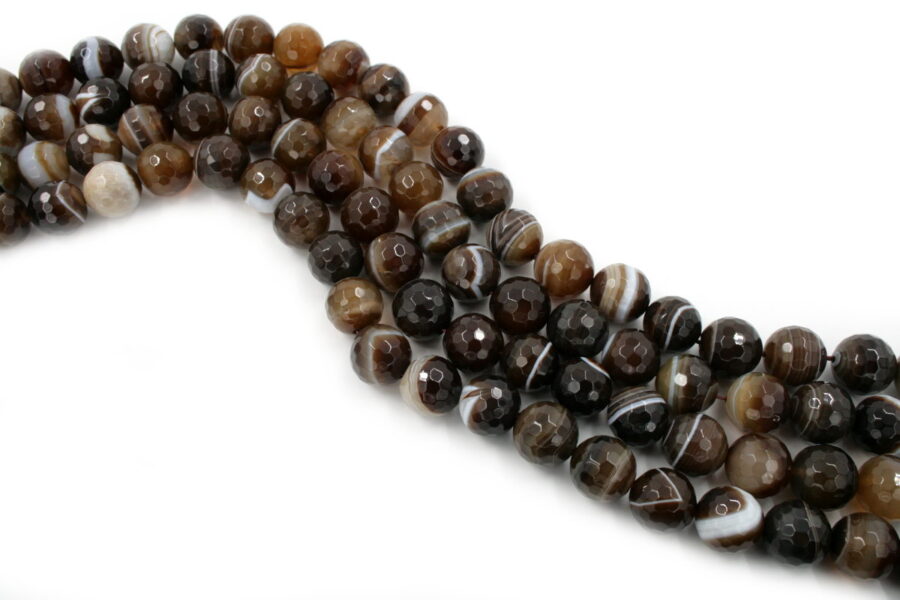 Agata Marrone Striata fili tondi sfaccettati 6mm a 18mm