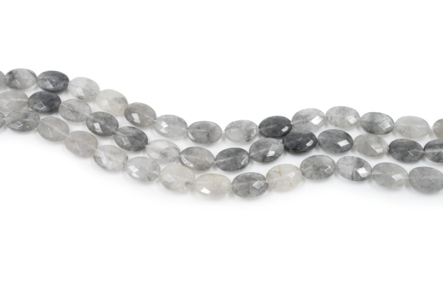 Cloudy quartz fili flat oval sfaccettati 16x12mm