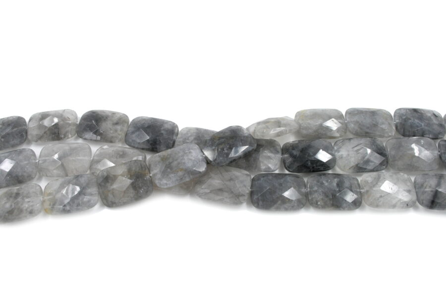 Cloudy quartz fili rettangoli sfaccettati 25x18mm