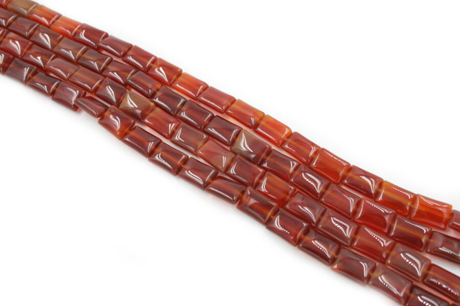 Agata rossa fili rettangoli 14x10mm