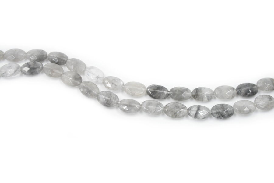 Cloudy quartz fili flat oval sfaccettati 14x10mm