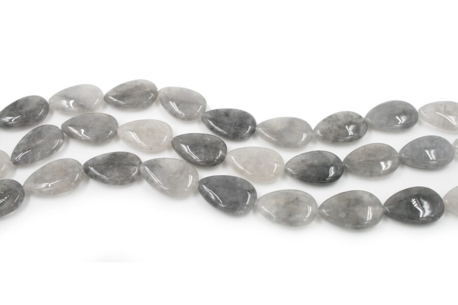 Cloudy quartz fili flat drop 30x20mm