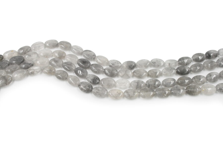 Cloudy quartz fili flat oval 14x10mm
