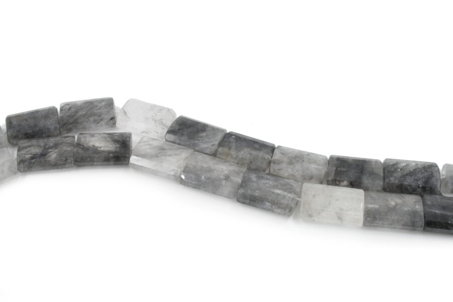 Cloudy quartz fili rettangoli sfaccettati 25x17mm