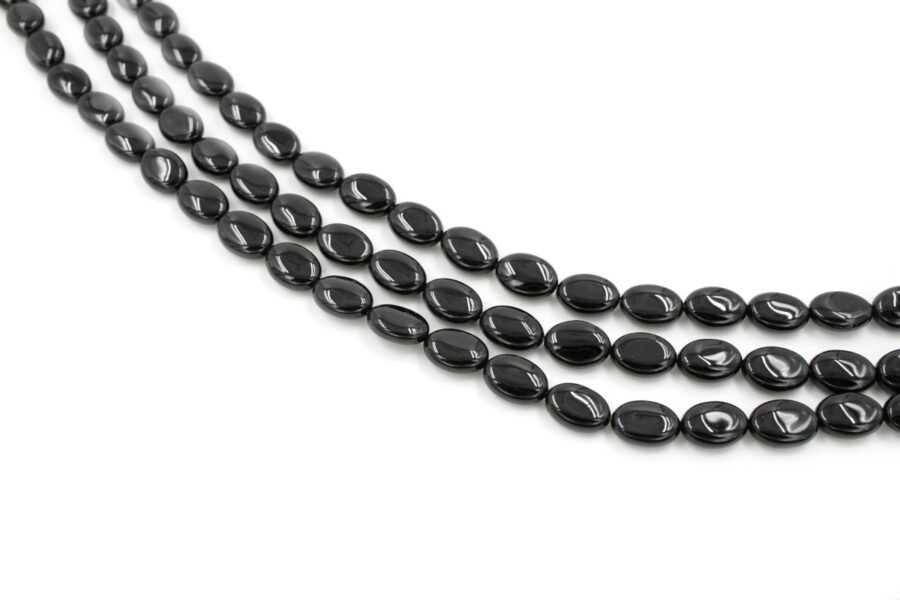 Agata nera fili flat oval 14x10mm
