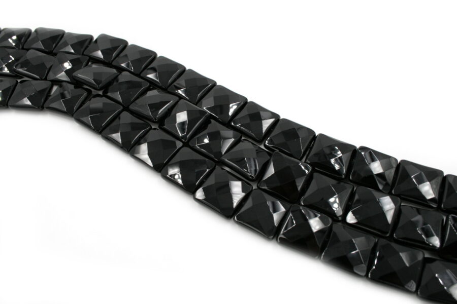 Agata nera fili quadrati sfaccettati flat 20mm