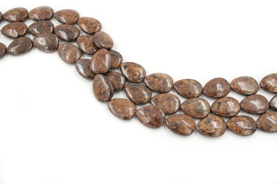 bronzite fili flat drop 25x18mm