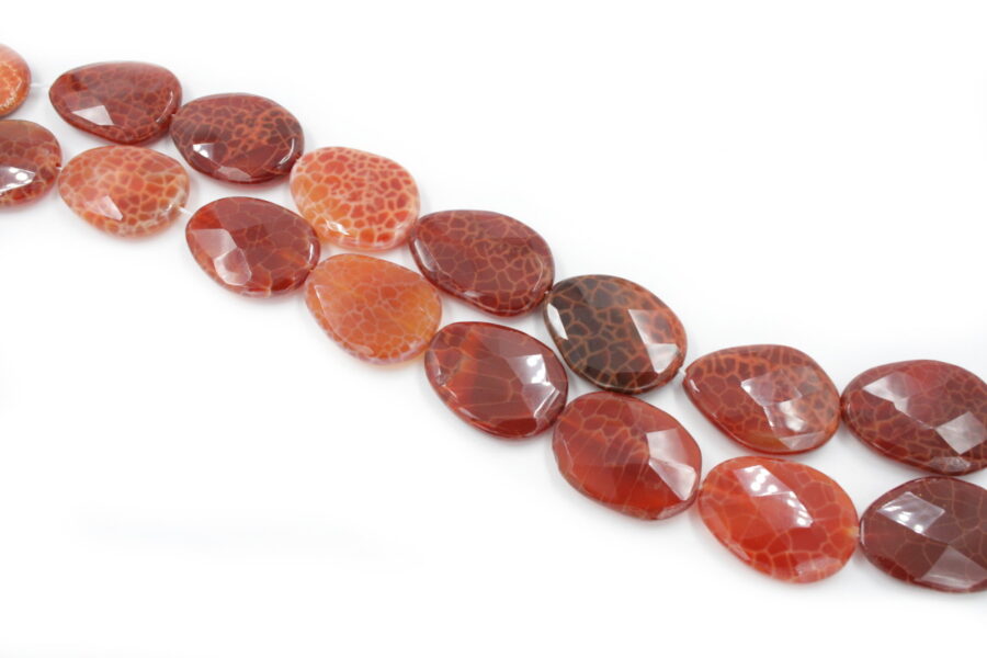 fire agate fili sassi flat sfaccettati 40x30mm