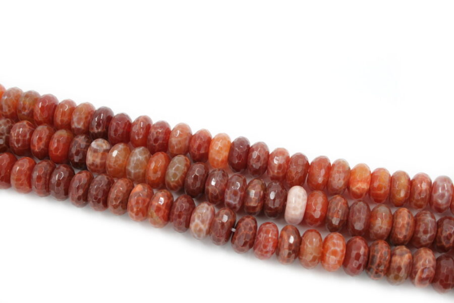 fire agate fili rondelle sfaccettate 16x8mm