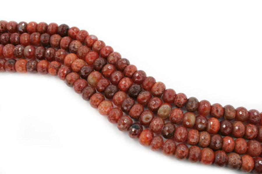 fire agate fili rondelle sfaccettate 16x12mm