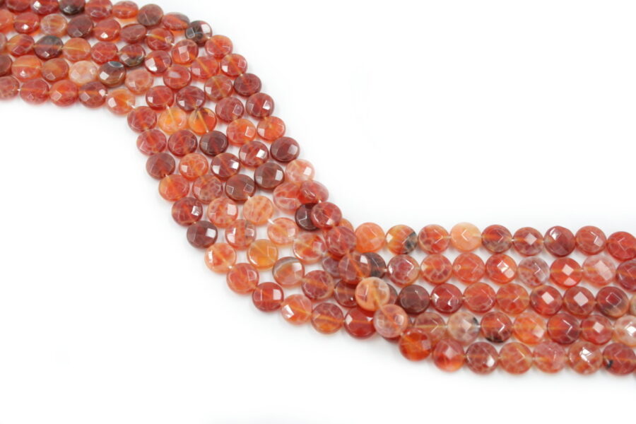 fire agate fili monete sfaccettate 10mm