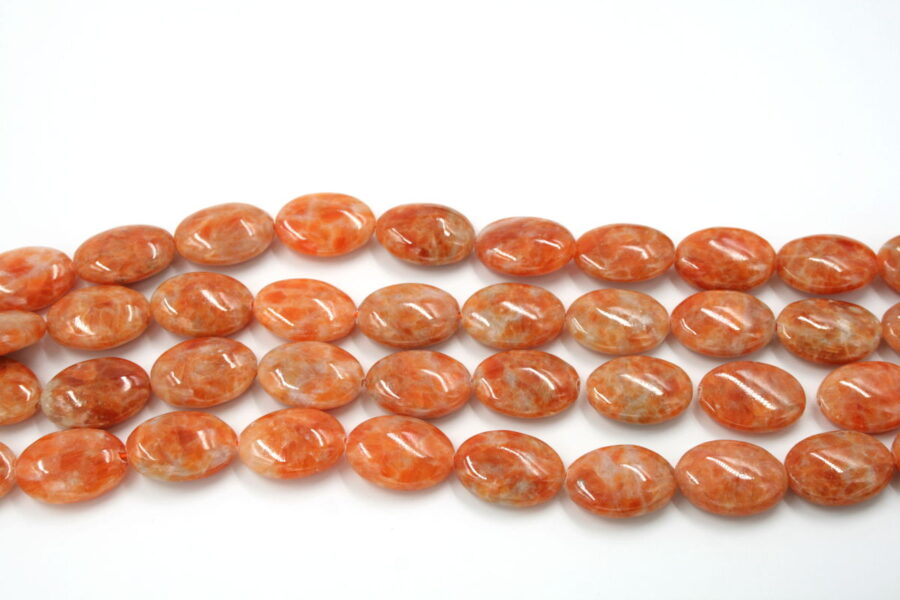orange calcite fili flat oval 35x25mm
