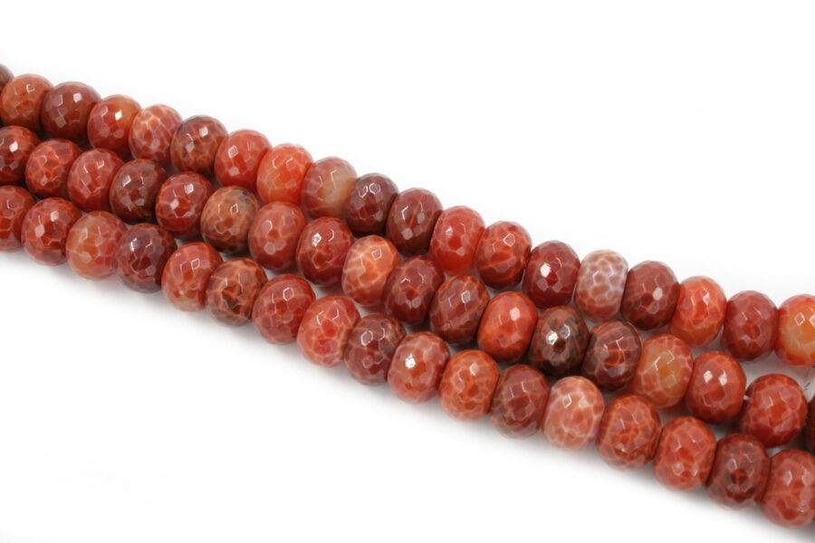 fire agate fili rondelle sfaccettate 20x13mm