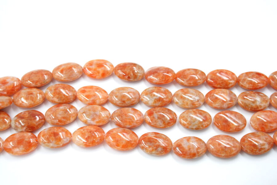 orange calcite fili flat oval 30x22mm