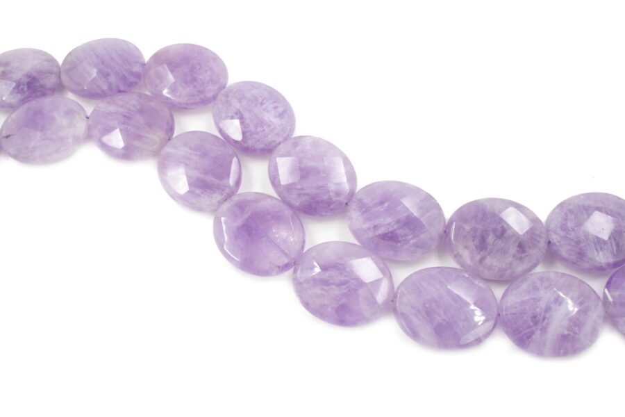 Ametista lavanda fili flat oval sfaccettati 30x25mm