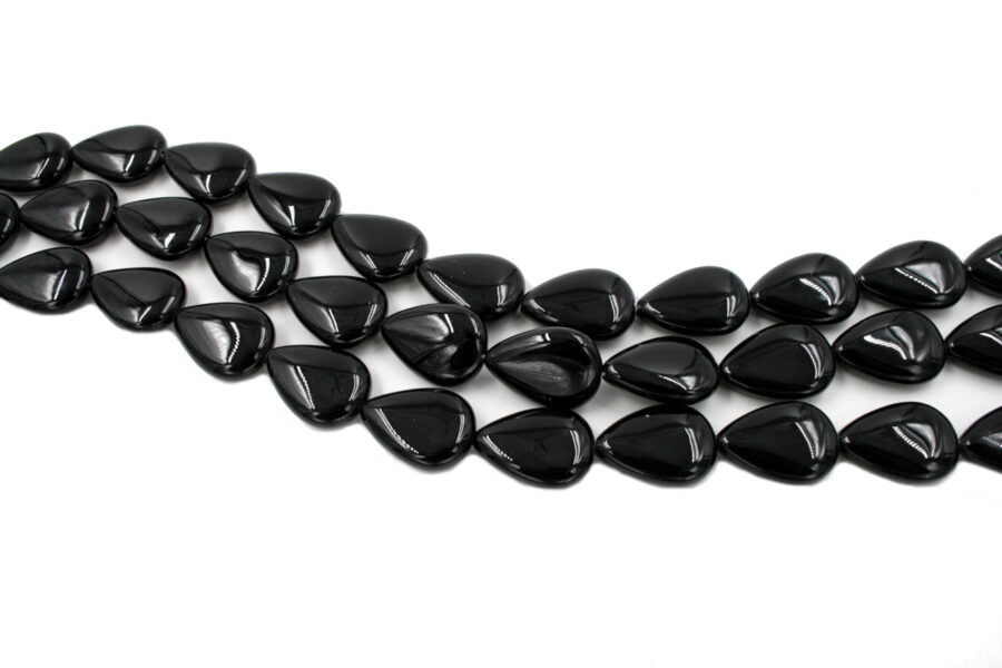 Agata nera fili flat drop 25x18mm