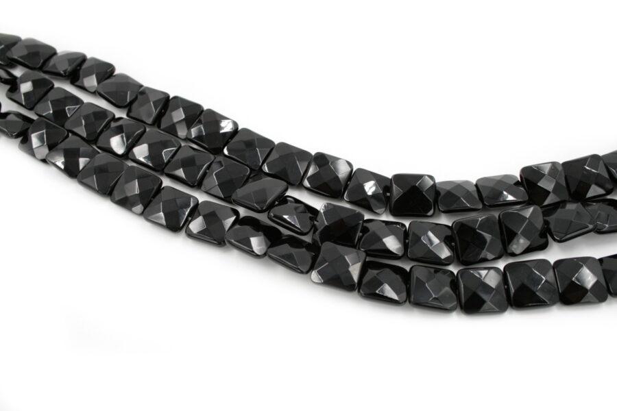 Agata nera fili quadrati sfaccettati flat 14mm