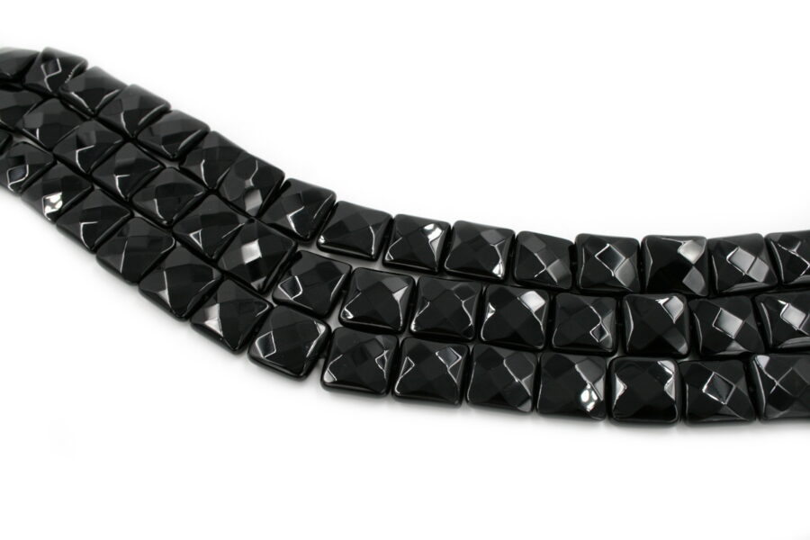 Agata nera fili quadrati sfaccettati flat 16mm