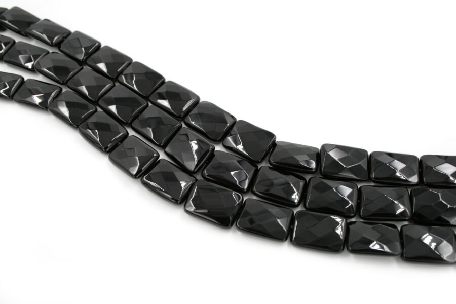 Agata nera fili rettangoli sfaccettati 20x15mm