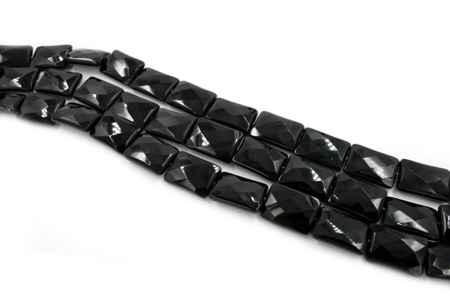 Agata nera fili rettangoli sfaccettati 25x18mm